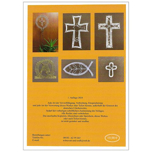 Sakrale Vorlagen zum Klöppeln Mappe 2 ~ Kathrin Weber - Klöppelwerkstatt, Mappe mit 6 Klöppelbriefe, Kreuz, Taube, klöppeln, Kirche, Christliche Symbole