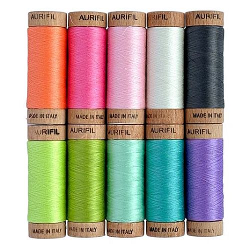 80wt und Neon by Tula Pink - by Aurifil, in der Klöppelwerkstatt, 3 Nonfarben Aurifil 80wt + 7 ergänzende Farben, in limitierter Edition, klöppeln, quilten, Patchwork, Nähen, Nadelspitze