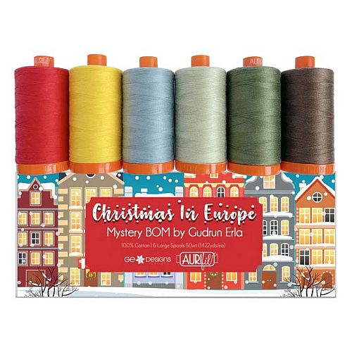 Christmas in Europe by Gudrun Erla by Aurifil, Klöppelwerkstatt, Set 6 Spulen Aurifil in 4 Stärken erhältlich, Quilten, Patchwork, Nähen, klöppeln