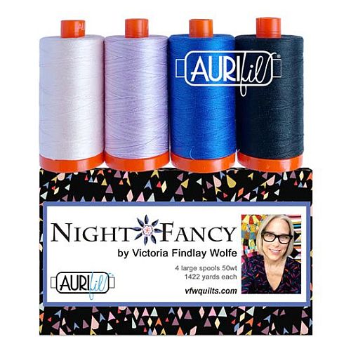 Night Fancy by Victoria Findlay Wolfe, Klöppelwerkstatt, Set 4 Spulen Aurifil in 4 Stärken erhältlich, Quilten, Patchwork, Nähen, klöppeln