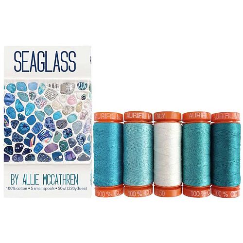 Seeglass by Allie McCathren by Aurifil - Klöppelwerkstatt, Klöppelwerkstatt, Das Set enthält 5 kleine (4,3g) Spulen in 4 Stärken erhältlich, klöppeln, Quilten, Patchwork, nähen, Nadelmalerei
