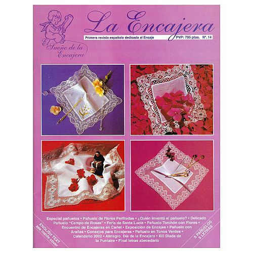 La Encajera 14 ~ spanische Zeitschriften - Klöppelwerkstattt, Viele Klöppelbriefe zu unterschiedlichen Themen, vorwiegend Torchon, Themen, wie Schals, Fächer, Taschen, Bänderspitze, usw. klöppeln