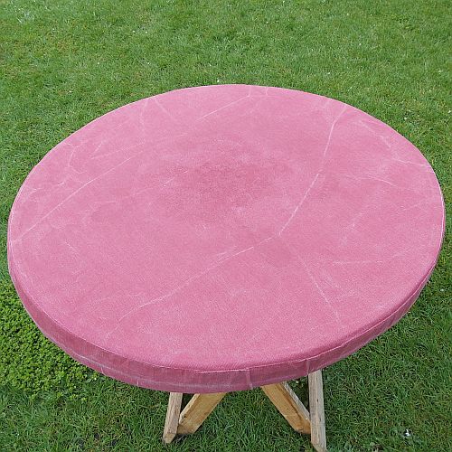 Klöppelplatte 24 - d= 60cm - SH - Klöppelwerkstatt, Second Hand, runde Styrodurplatte, 3cm dick, mit Filzauflage, 2cm dick und Stoff überzogen, klöppeln für Anfänger