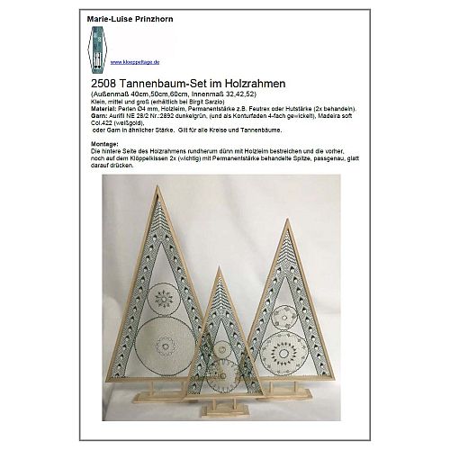 Klöppelbrief Tannenbaum 2508 für die Holzrahmen ~ Marie Luise Prinzhorn, klöppeln, 3 Klöppelbriefe in unterschiedlichen Größen. Tordchon, Weihnachten