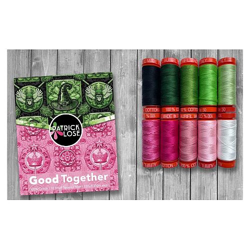 Good Together by Patrick Lose by Aurifil - Klöppelwerkstatt, Das Set enthält 10 kleine (4,3g) Spulen Aurifil, in der Stärke 28, 40, 50wt erhältlich, klöppeln, quilten, Patchwork, Nähen, Nadelspitze