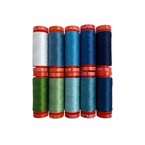 Blueprint by Camille Roskelley by Aurifil - Klöppelwerkstatt, Das Set enthält 10 kleine (4,3g) Spulen Aurifil, in der Stärke 28, 40, 50wt erhältlich, klöppeln, quilten, Patchwork, Nähen, Nadelspitze