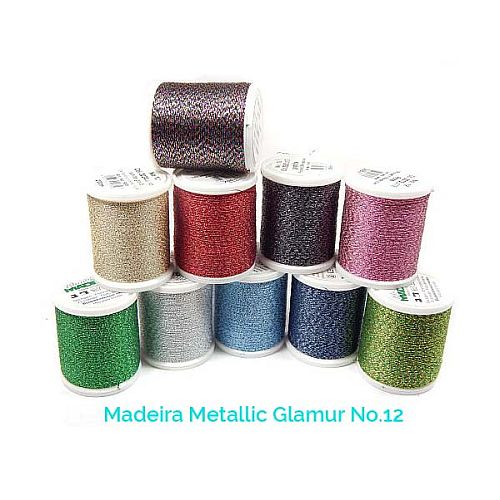 Madeira Metallic Glamur No 12 - Klöppelwerkstatt, Madeira Glamur Nr. 12 ist ideal für voluminöse und plastische Glitzer-Stickereien, in 24 Farben erhältlich