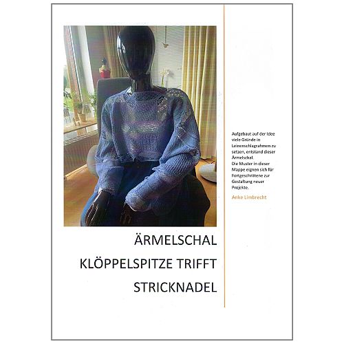 Ärmelschal-Klöppelspitze trifft Stricknadel ~ Anke Limbrecht - Klöppelwerkstatt, Hier in dem Buch ist ein Ärmelschal kombiniert mit Strickspitze Thema, stricken, klöppeln, Gründe