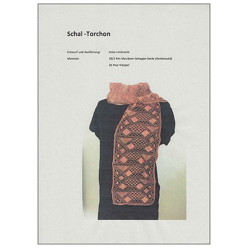 Schal-Torchon ~ Anke Limbrecht - Klöppelwerkstatt, 26 Klöppelpaare, Garnempfehlung: Tussah-Seide 20/2, klöppeln