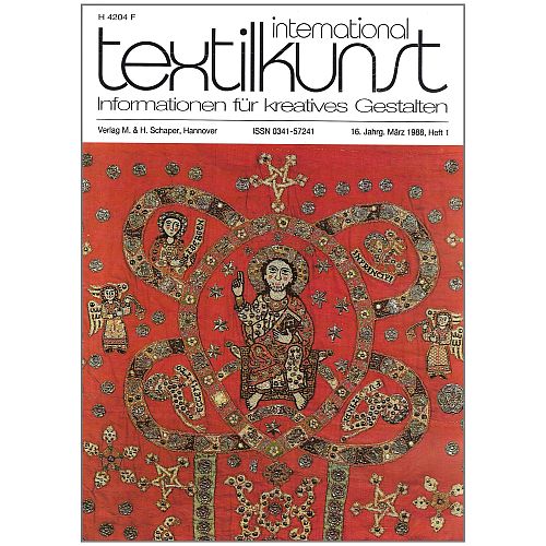 textilkunst international - Klöppelwerkstatt, Informationen für Kreatives Gestalten Inhalte: Künstlerporträts, Ausstellungsberichte, Wettbewerbe, Restaurierungsprojekte und Anregungen für Pädagogik und experimentelles Gestalten. Heft 1-1988