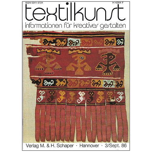 textilkunst international - Klöppelwerkstatt, Informationen für Kreatives Gestalten Inhalte: Künstlerporträts, Ausstellungsberichte, Wettbewerbe, Restaurierungsprojekte und Anregungen für Pädagogik und experimentelles Gestalten. Heft 3-1986