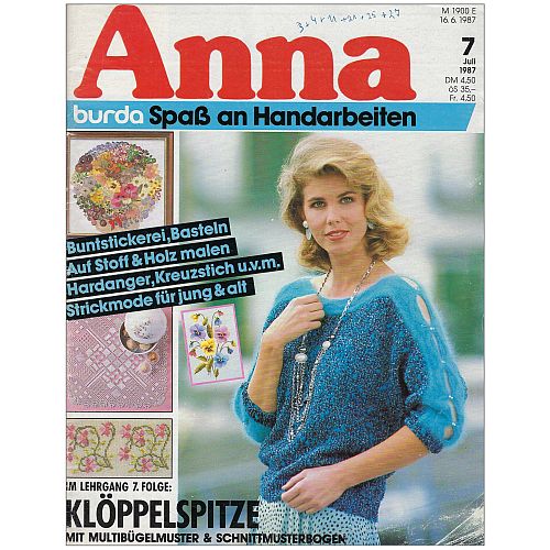 Anna SH - Klöppelwerkstatt,Burda - Spaß am Handarbeiten - die Zeitschrift rund ums Handarbeiten und nähen. Häkeln, Stricken, Klöppeln und vieles mehr